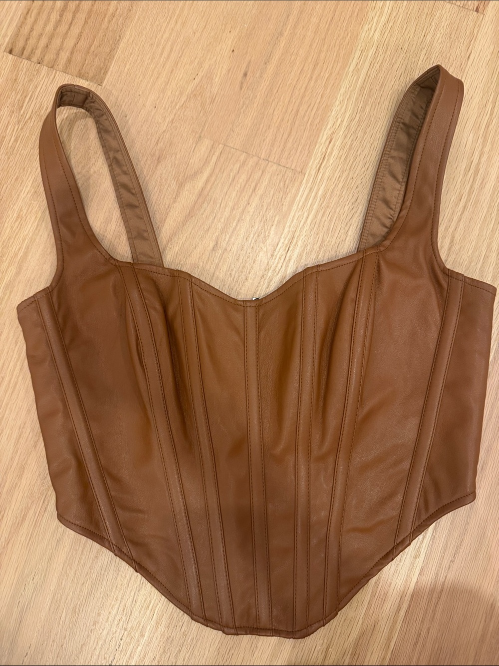 Bardot faux leather cropped corset top size small